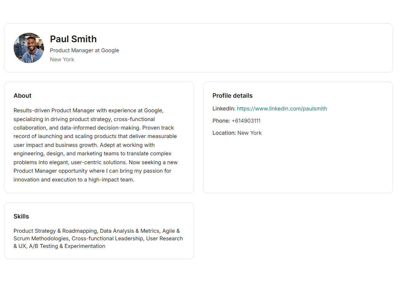 Job Boardly — candidate profile