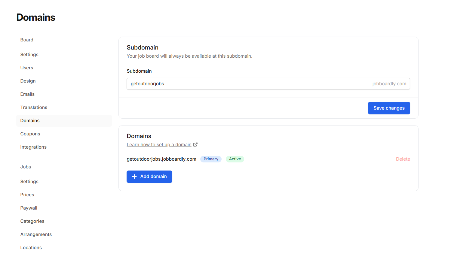 Custom Domains screenshot