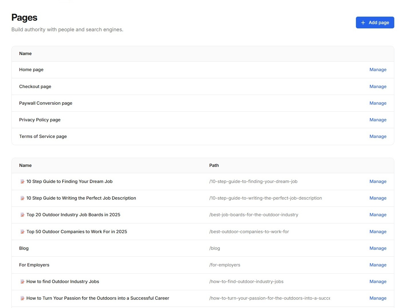 Custom Pages screenshot