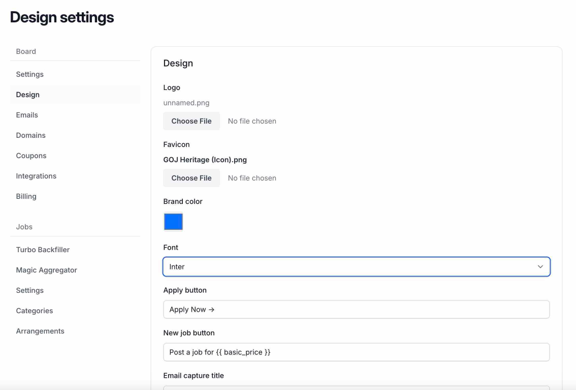 Design Options screenshot