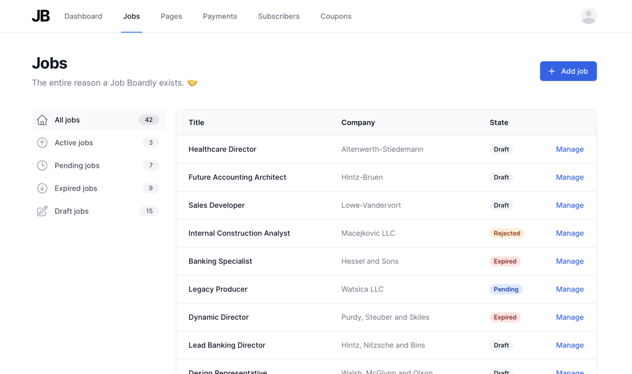Job Posts screenshot